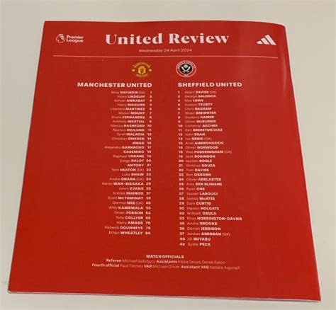 Programme Manchester United Review Man Utd V Sheffield United 24th