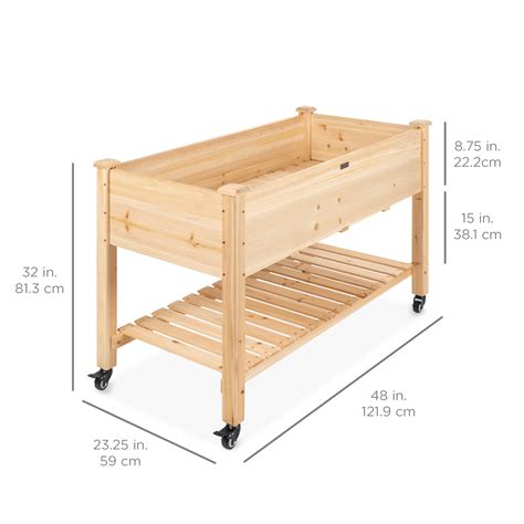 Best Choice Products Raised Garden Bed 48x24x32in Wood Mobile Elevated Planter W Wheel Locks