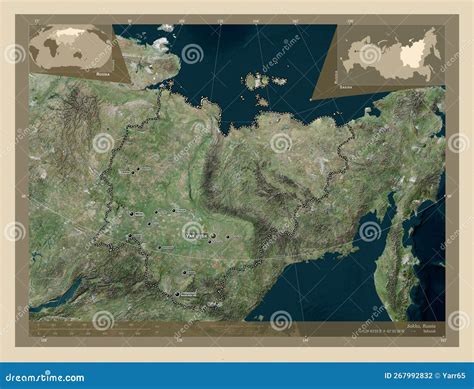 Sakha Russia High Res Satellite Labelled Points Of Cities Stock