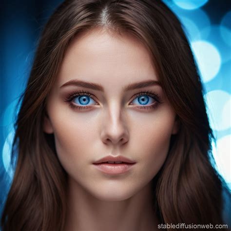 human face  blue eyes  brown hair stable diffusion en linea