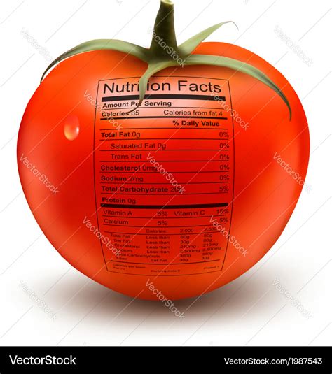 Tomato With A Nutrition Facts Label Concept Of Vector Image