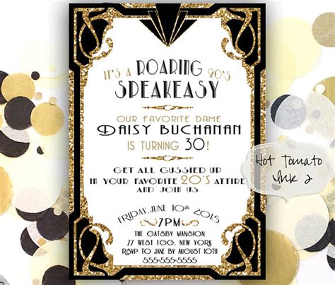 Roaring 20s Invitation Gold Glitter Birthday Party Etsy 1920s