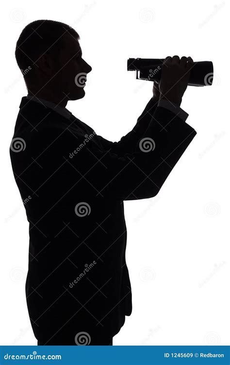 Silhouette Of Man With Binoculars Royalty-Free Stock Photo ...