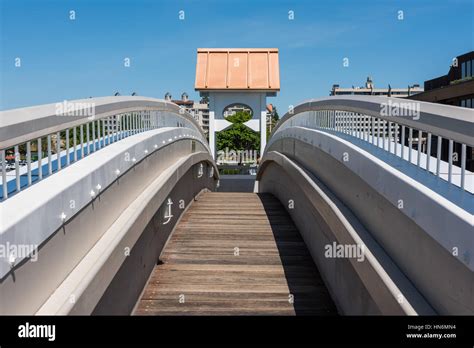 Curved Arched Bridge On Worlds Longest Floating Boardwalk In Coeur D