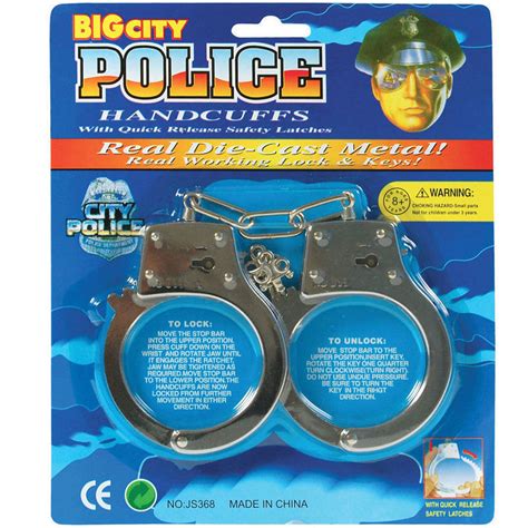 Die Cast Metal Handcuffs Cwquick Release Safety Latches Adult Costume