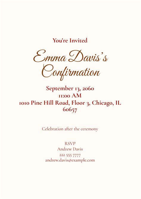 Free Blush Confirmation Invitation Template To Edit Online