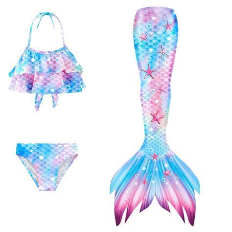 Traje de baño de cola de sirena para niñas Bikini Infantil de 3 a 12