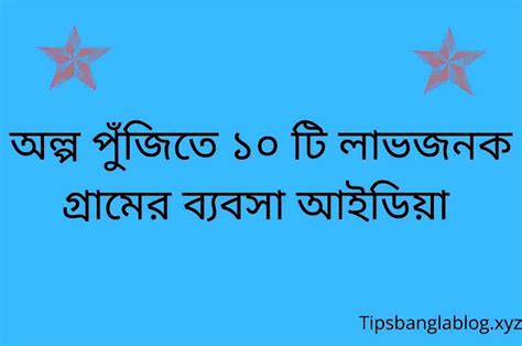 অল্প পুঁজিতে ১০ টি লাভজনক গ্রামের ব্যবসা আইডিয়া Tips Bangla Blog