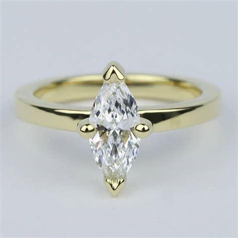 Low-Set Marquise Diamond Engagement Ring in Yellow Gold