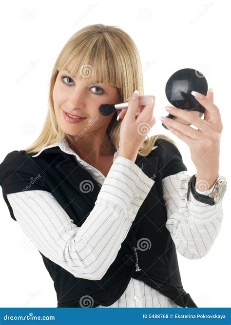 applying powder stock photo image  happiness caucasian