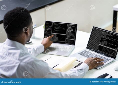 African American Programmer Man Coding Stock Photo Image Of American