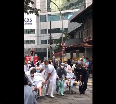 Pacientes são removidos após incêndio em hospital de Copacabana