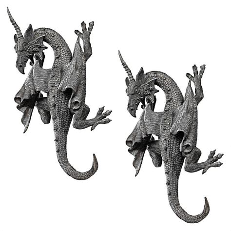 Design Toscano Horned Dragon Of Devonshire Wall Sculpture Set Of Two