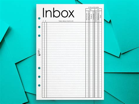 A Gtd Inbox Printable Planner Insert Pdf File Etsy