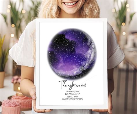 Custom Star Map Print Night We Met Anniversary Gift Night Sky Print