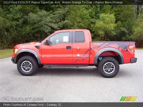 Molten Orange Tri Coat 2010 Ford F150 Svt Raptor Supercab 4x4 Raptor Black Orange Interior