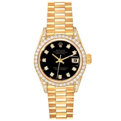 Rolex President Datejust Yellow Gold Diamond Ladies Watch 69158 Box Papers For Sale At 1stdibs