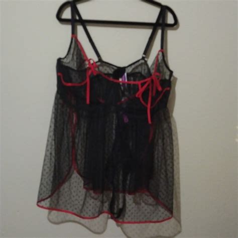 Adore Me Intimates Sleepwear Black And Red Adore Me Sheer Polka Dot Lingerie X Poshmark