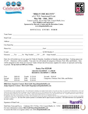 Fillable Online BBQ Entry Form Celebrate CB Fax Email Print PdfFiller