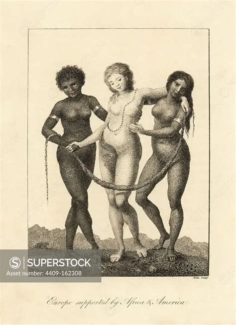 Europe Supported By Africa And America Allegorical Illustration Of