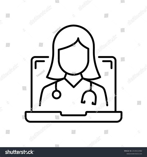 Online Digital Medicine Line Icon Doctor Stock Vector Royalty Free
