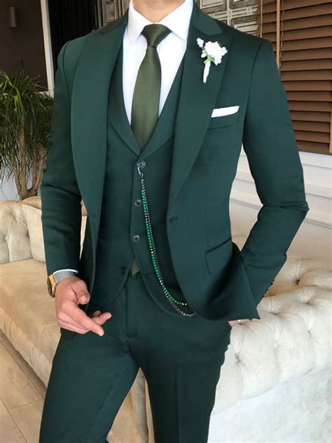 Bojoni Green Slim Fit Suit 3 Piece Bojoni