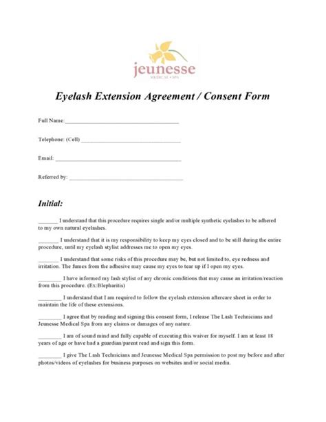 40 Printable Eyelash Extension Consent Forms 100 Free