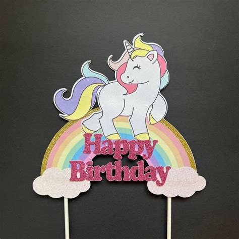 Unicorn Rainbow Cake Topper Unicorn Cake Topper Theme Cake Topper