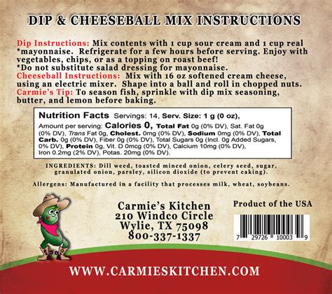 Dilliest Dill Dip Mix All Natural Carmies Kitchen