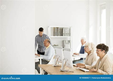 Seniors Working On Computers Stock Image Image Of Lectures Senior