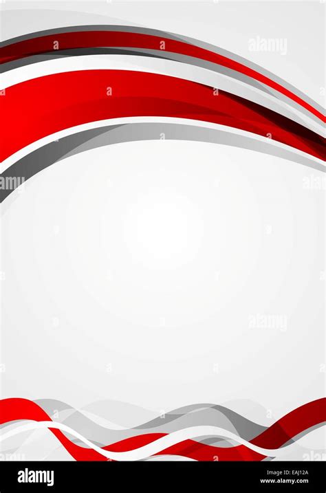 Abstract red and grey wavy corporate flyer design. Vector background ...