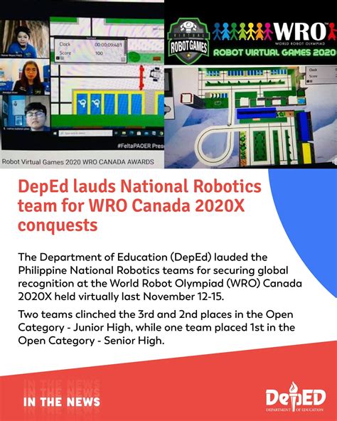 Deped Lauds National Robotics Team For Wro Canada X Conquests