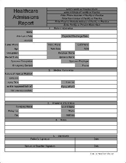 Free Personalized Wide Numbered Row Healthcare Admissions Report From