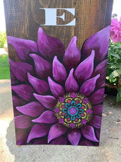 Yellow Sunflower Painting Sunflower On Wood Sunflower Etsy