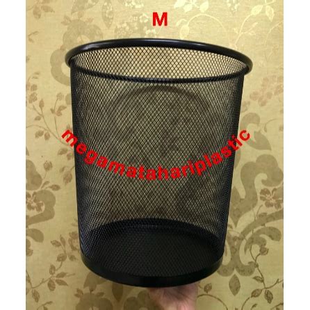 Jual Keranjang Sampah Bulat Hitam M Medium Kawat Jaring Besi Shopee