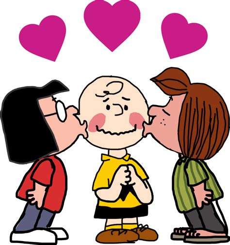 Marcie and Peppermint Patty kiss Charlie Brown by DarthVader867554333 on DeviantArt