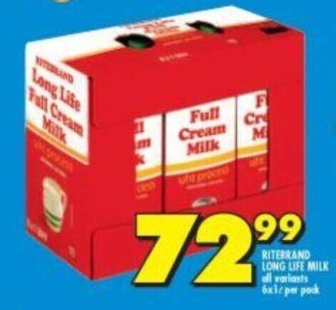 Ritebrand Long Life Milk All Variants 6 X 1L Per Pack Offer At Shoprite