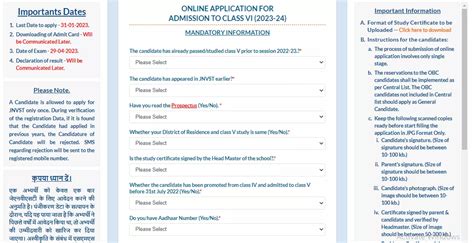 Navodaya Vidyalaya Admission 2023 Class 6 Form Printable Forms Free