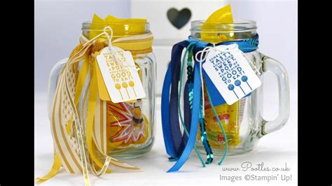 Quick Decorated Drinking Jars Using Stampin Up Ribbons Youtube