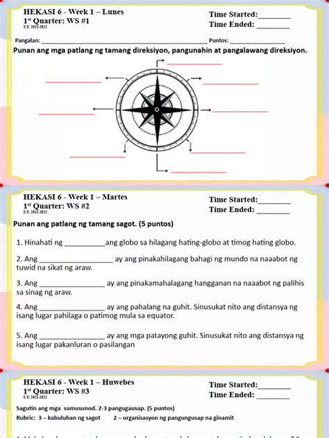 Worksheet Week 1 Lokasyon Ng Pilipinas Pdf