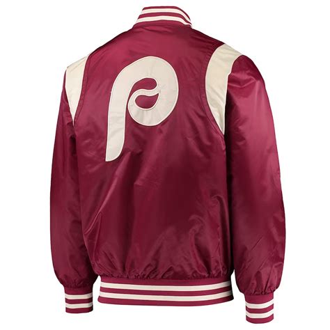 Starter Varsity Satin Philadelphia Phillies Burgundy Jacket Jackets