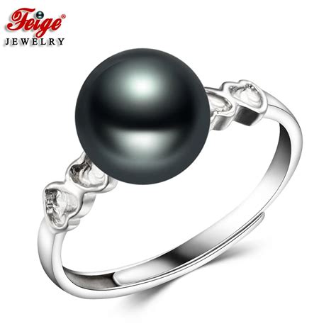 Feige Wholesale Classic Style Pearl Finger Ring For Women 8 9mm Black