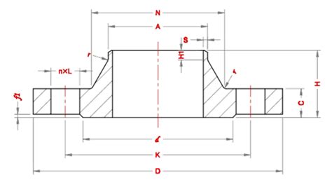 Weld Neck Flanges Dimensions According To Standard En 1092 1 Pn16