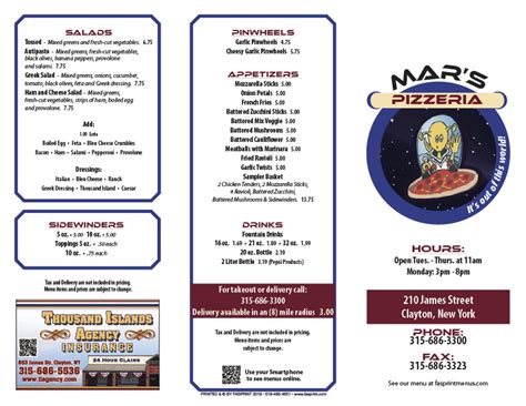 Mar's Pizzeria | Fasprint Menus