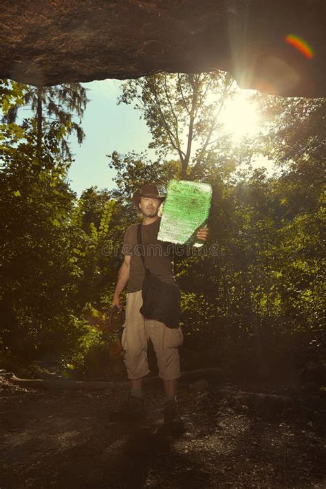 Finding Of Tabula Smaragdina In Abandoned Cave Sanctuary Stock Image