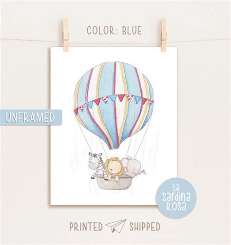 Hot Air Balloon Print Nursery Art Gender Neutral Baby Room Etsy