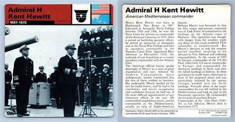 Adm H Kent Hewitt Personalities WW2 Edito Service SA 1977 Card