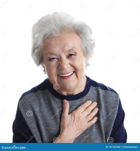 Portrait Of Mature Woman Isolated Stock Photo Image Of Lifestyle Happy