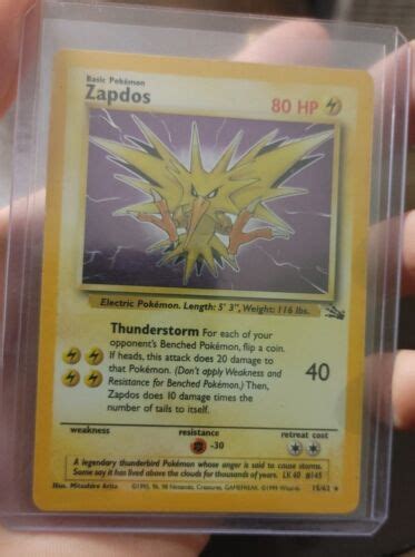 Pokémon TCG Zapdos Fossil 15 Holo Unlimited Holo Rare eBay