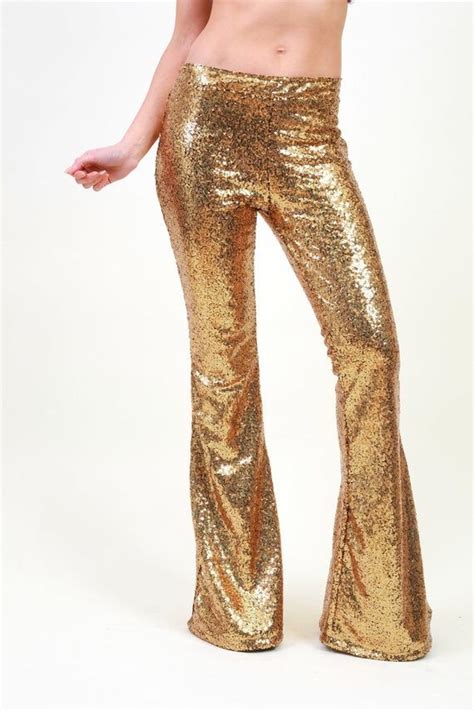 Gold Sequin Flare Pants Bell Bottoms Harem Pants Yoga Etsy Flare Pants Sequin Flare Pants